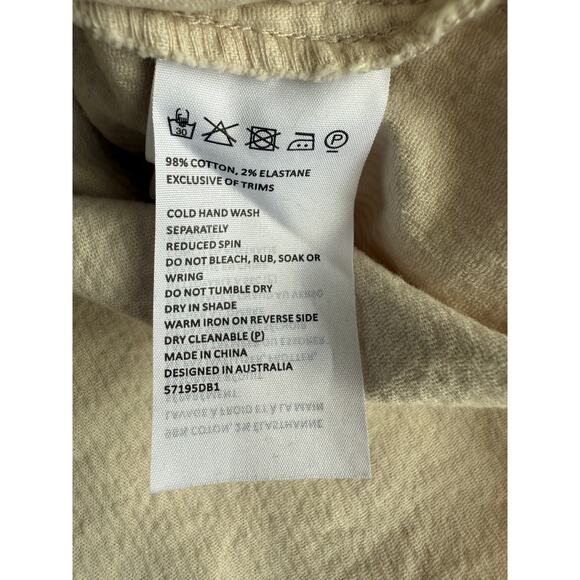 Bardot Australian Made Corduroy Button Up Shirt Dress Cream Large Western Fall - Picture 3 of 12